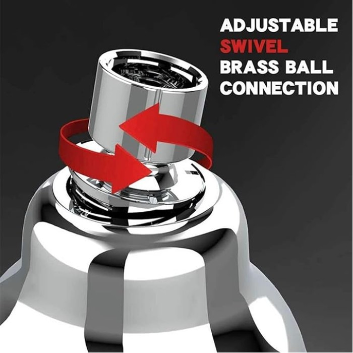 Pressure Shower Head, Chrome Rain Head with 5 Spray Settings, Adjustable Metal Swivel, Small Silicone Nozzles, Powerful Deluxe Fixed Bathroom Showerhead
