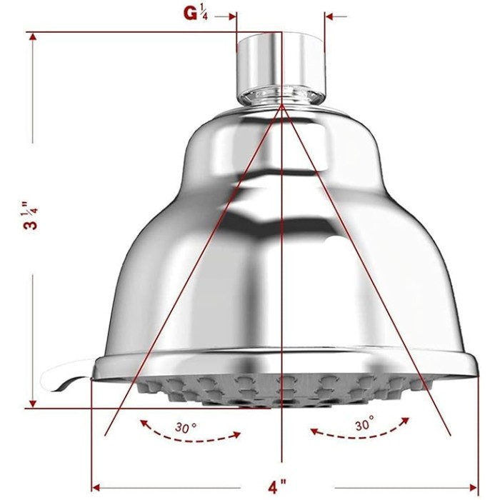 Pressure Shower Head, Chrome Rain Head with 5 Spray Settings, Adjustable Metal Swivel, Small Silicone Nozzles, Powerful Deluxe Fixed Bathroom Showerhead