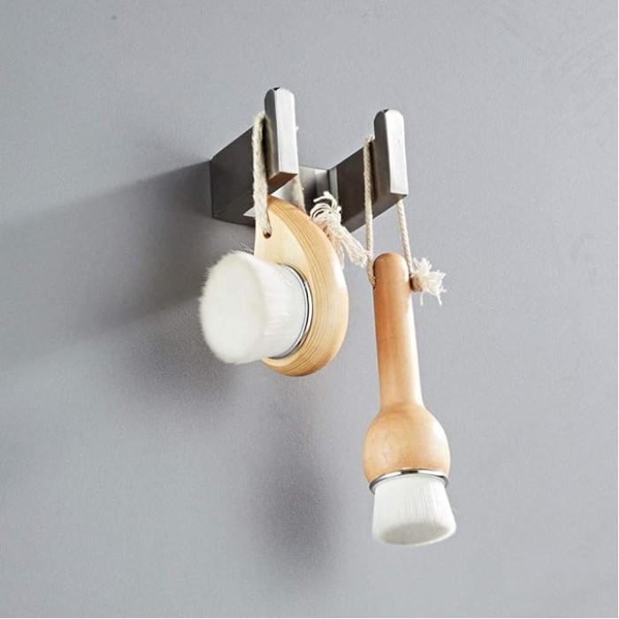 Brushed Finish Wall Mounted Towel Rail Hardware Accessories Sets Hotel Towel Rack with Self Adhesive Rust Proof Waterproof Stainless Steel Silver Towel Holder for Kitchen Bathroom 40cm (60cm )