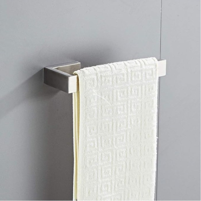 Brushed Finish Wall Mounted Towel Rail Hardware Accessories Sets Hotel Towel Rack with Self Adhesive Rust Proof Waterproof Stainless Steel Silver Towel Holder for Kitchen Bathroom 40cm (60cm )