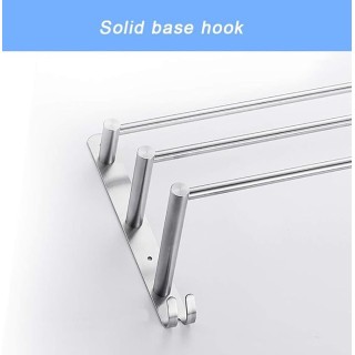 3-Tier Bath Towel Rack with Hooks Towel Rail Wall Mounted SUS304 Stainless Steel Towel Storage Bathroom Towel Rails Self Adhesive Bath Towel Rail40CM (50cm)