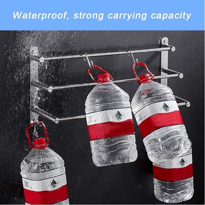 3-Tier Bath Towel Rack with Hooks Towel Rail Wall Mounted SUS304 Stainless Steel Towel Storage Bathroom Towel Rails Self Adhesive Bath Towel Rail40CM (50cm)