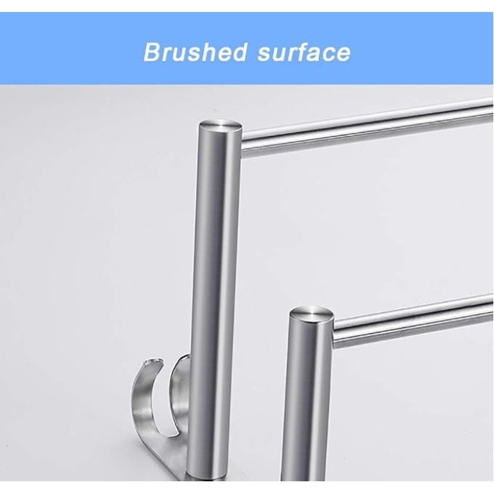 3-Tier Bath Towel Rack with Hooks Towel Rail Wall Mounted SUS304 Stainless Steel Towel Storage Bathroom Towel Rails Self Adhesive Bath Towel Rail40CM (50cm)