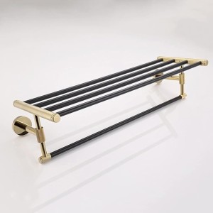 Bathroom Hardware Set Black Robe Hook Gold Towel Rail Bar Rack Bar Ring Shelf Tissue Brass Paper Holder Toothbrush Holder Brush,Towel Shelf