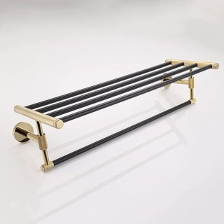 Bathroom Hardware Set Black Robe Hook Gold Towel Rail Bar Rack Bar Ring Shelf Tissue Brass Paper Holder Toothbrush Holder Brush,Towel Shelf