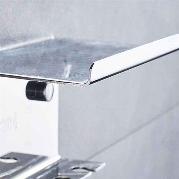 Multifunction Toothbrush Holder with Mobile Phone Storage Shelf Stainless Steel Wall Mounted Silvery 1pc